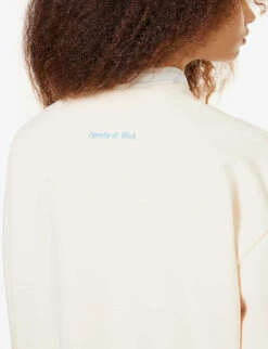 Wellness Slogan-print Cotton-jersey Sweatshirt -Whistles Shop R04068982 CREAMBLUE ALT04