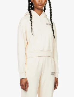 Upper East Side Logo-print Cotton-jersey Hoody -Whistles Shop R04068988 CREAMCHOCOLATE ALT02