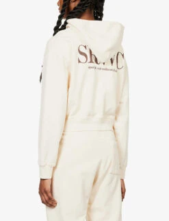 Upper East Side Logo-print Cotton-jersey Hoody -Whistles Shop R04068988 CREAMCHOCOLATE ALT03