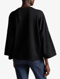 Ted Baker Sassi Metallic Slogan-appliqué Stretch-jersey Sweatshirt 7 Ted Baker Sassi Metallic Slogan-appliqué Stretch-jersey Sweatshirt -Whistles Shop R04071388 BLACK ALT03