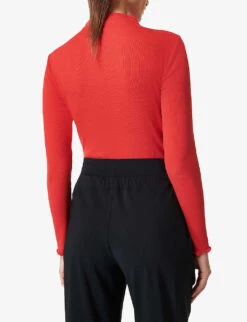 Sweaty Betty Eden Funnel-neck Stretch-woven Top -Whistles Shop R04074893 CRANBERRYRED ALT03