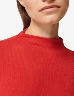 Sweaty Betty Eden Funnel-neck Stretch-woven Top -Whistles Shop R04074893 CRANBERRYRED ALT04