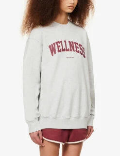 Wellness Relaxed-fit Cotton-jersey Sweatshirt -Whistles Shop R04081042 HEATHERGRAYMERLOT ALT02