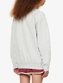 Wellness Relaxed-fit Cotton-jersey Sweatshirt -Whistles Shop R04081042 HEATHERGRAYMERLOT ALT03