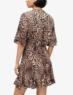 AllSaints Dina Leopard-print Recycled-viscose Mini Dress -Whistles Shop R04085149 ANIMALBROWN ALT03