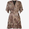 AllSaints Dina Leopard-print Recycled-viscose Mini Dress
