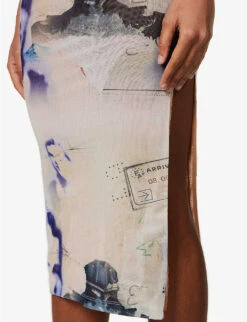 Lila Abstract-print Slim-fit Recycled Polyester-blend Midi Dress -Whistles Shop R04086798 CORSICAPRINT ALT04