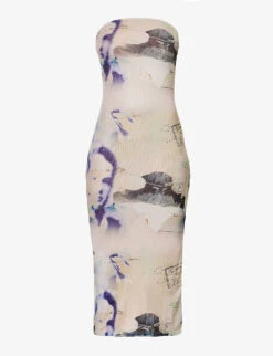 Lila Abstract-print Slim-fit Recycled Polyester-blend Midi Dress