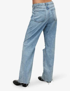 AllSaints Wendel Raw-hem Wide-leg Distressed Jeans 8 AllSaints Wendel Raw-hem Wide-leg Distressed Jeans -Whistles Shop R04087410 INDIGOBLUE ALT03
