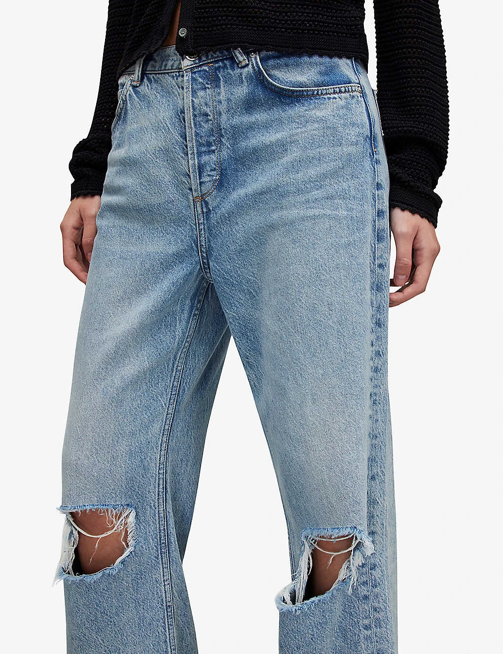 AllSaints Wendel Raw-hem Wide-leg Distressed Jeans 5 AllSaints Wendel Raw-hem Wide-leg Distressed Jeans - Image 5