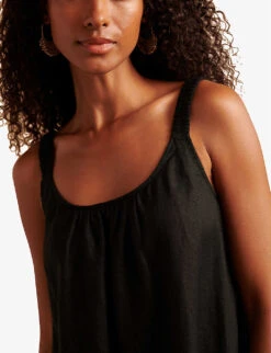 Tiered-hem Relaxed-fit Linen Maxi Dress -Whistles Shop R04088206 BLACK ALT04