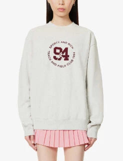 94 Logo-print Cotton-blend Sweatshirt -Whistles Shop R04090228 HEATHEROATMEALMERLOT ALT02