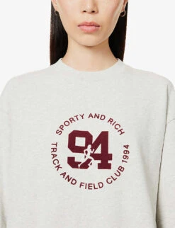 94 Logo-print Cotton-blend Sweatshirt -Whistles Shop R04090228 HEATHEROATMEALMERLOT ALT04