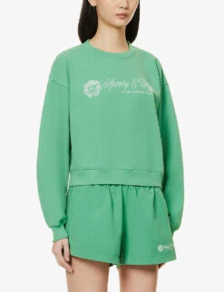 Regal Logo-print Cotton-jersey Sweatshirt 7 Regal Logo-print Cotton-jersey Sweatshirt -Whistles Shop R04090257 VERDEWHITE ALT02