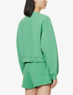 Regal Logo-print Cotton-jersey Sweatshirt 8 Regal Logo-print Cotton-jersey Sweatshirt -Whistles Shop R04090257 VERDEWHITE ALT03