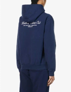 Health Club Logo-print Cotton-jersey Hoody -Whistles Shop R04090280 NAVYWHITE ALT02