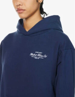 Health Club Logo-print Cotton-jersey Hoody -Whistles Shop R04090280 NAVYWHITE ALT04