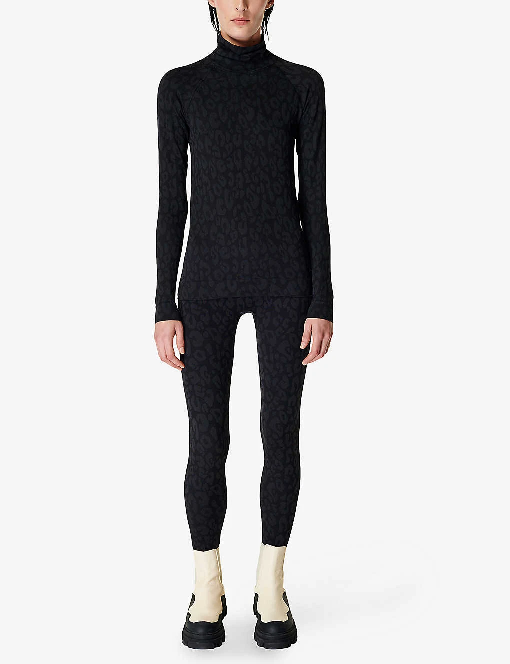 Sweaty Betty Leopard Jacquard Stretch-jersey Leggings 2 Sweaty Betty Leopard Jacquard Stretch-jersey Leggings - Image 2