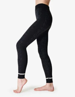 Sweaty Betty Leopard Jacquard Stretch-jersey Leggings 7 Sweaty Betty Leopard Jacquard Stretch-jersey Leggings -Whistles Shop R04094042 BLACKLEOPARDPAINT ALT02