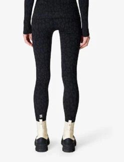 Sweaty Betty Leopard Jacquard Stretch-jersey Leggings 8 Sweaty Betty Leopard Jacquard Stretch-jersey Leggings -Whistles Shop R04094042 BLACKLEOPARDPAINT ALT03