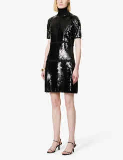 Joseph Sequin-embellished Knitted Mini Dress -Whistles Shop R04095096 BLACK ALT02