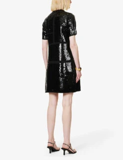 Joseph Sequin-embellished Knitted Mini Dress -Whistles Shop R04095096 BLACK ALT03