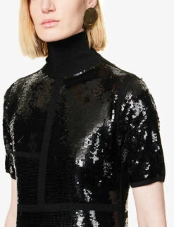 Joseph Sequin-embellished Knitted Mini Dress -Whistles Shop R04095096 BLACK ALT04