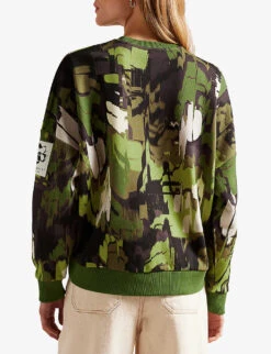 Ted Baker Hensely Camouflage-print Cotton Jumper -Whistles Shop R04096801 LTGREEN ALT03