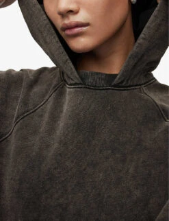 AllSaints Cygni Cut-out Organic-cotton Hoody -Whistles Shop R04100563 VINTAGEBLACK ALT04