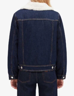 CLAUDIE PIERLOT Vague Faux-shearling Trimmed Denim Jacket 8 CLAUDIE PIERLOT Vague Faux-shearling Trimmed Denim Jacket -Whistles Shop R04103342 DENIMJEAN ALT03