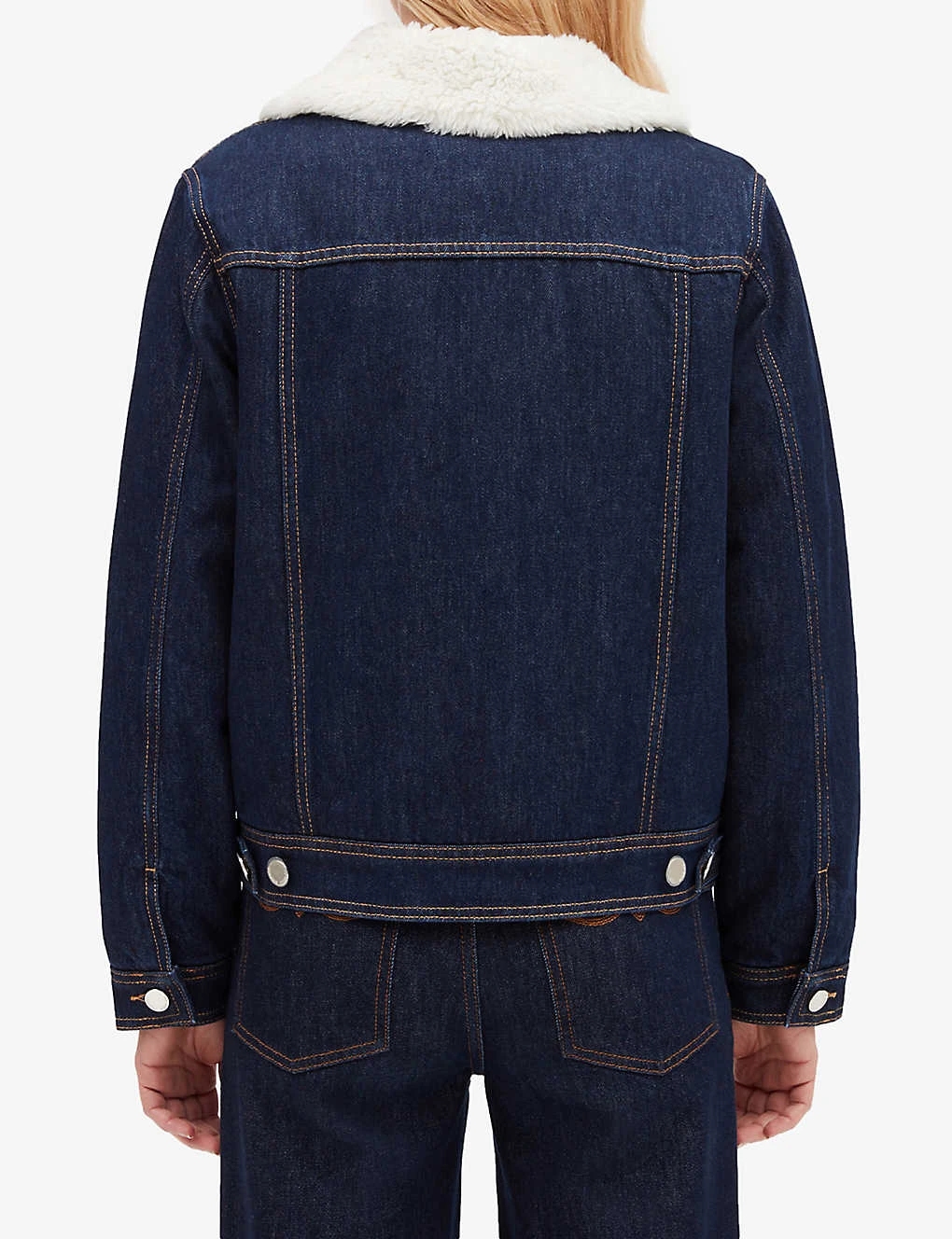 CLAUDIE PIERLOT Vague Faux-shearling Trimmed Denim Jacket 4 CLAUDIE PIERLOT Vague Faux-shearling Trimmed Denim Jacket - Image 4