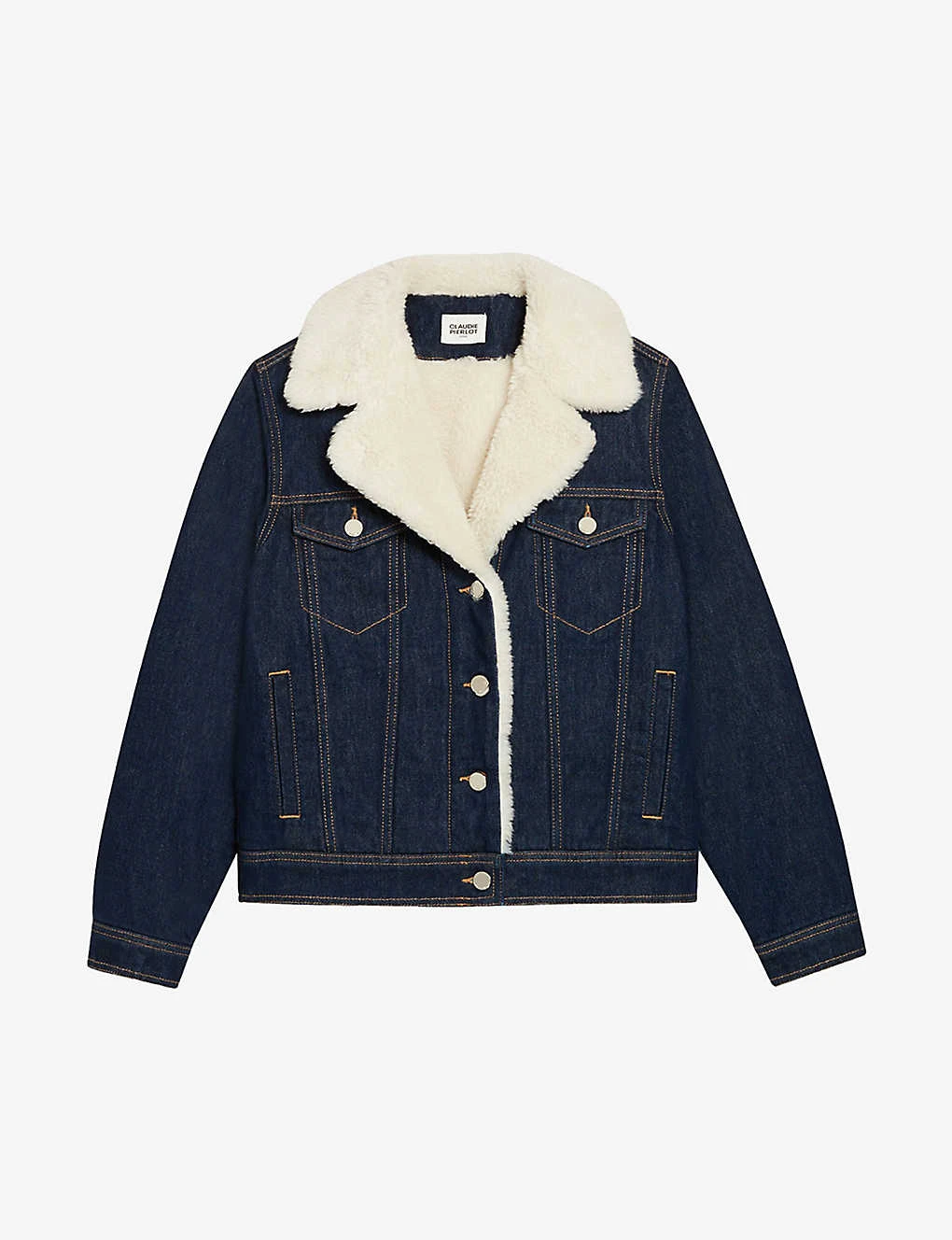 CLAUDIE PIERLOT Vague Faux-shearling Trimmed Denim Jacket 1 CLAUDIE PIERLOT Vague Faux-shearling Trimmed Denim Jacket