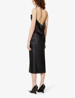 Tina Cowl-neck Stretch-silk Midi Dress -Whistles Shop R04109114 BLACK ALT03