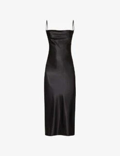 Tina Cowl-neck Stretch-silk Midi Dress