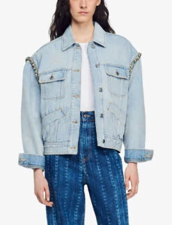 Sandro Rhinestone-embellished Denim Jacket -Whistles Shop R04111301 DENIMJEAN ALT02