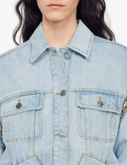 Sandro Rhinestone-embellished Denim Jacket -Whistles Shop R04111301 DENIMJEAN ALT04
