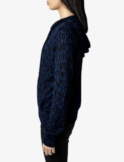 Zadig & Voltaire Leopard-print Cashmere Hoody -Whistles Shop R04113373 ENCRE ALT03