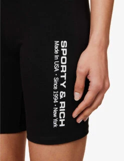 Made In The USA Brand-print Stretch-cotton Shorts -Whistles Shop R04115922 BLACKWHITE ALT04