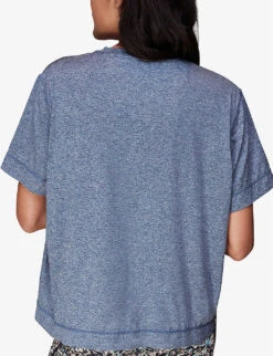 Whistles Oversized Round-neck Stretch-recycled Polyester Blend T-shirt -Whistles Shop R04119056 NAVY ALT02