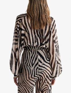 Reiss Farley Zebra-print Woven Blouse -Whistles Shop R04120620 BLACKWHITE ALT02