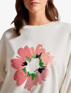 Ted Baker Marene Floral-print Embroidered Stretch-woven Sweatshirt 9 Ted Baker Marene Floral-print Embroidered Stretch-woven Sweatshirt -Whistles Shop R04121168 WHITE ALT04