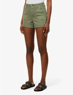 Paige Crush Mid-rise Stretch Cotton-blend Shorts 8 Paige Crush Mid-rise Stretch Cotton-blend Shorts -Whistles Shop R04123063 VINTAGEIVYGREEN ALT02