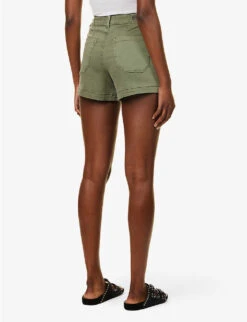 Paige Crush Mid-rise Stretch Cotton-blend Shorts 9 Paige Crush Mid-rise Stretch Cotton-blend Shorts -Whistles Shop R04123063 VINTAGEIVYGREEN ALT03