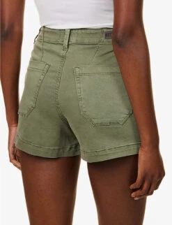 Paige Crush Mid-rise Stretch Cotton-blend Shorts 11 Paige Crush Mid-rise Stretch Cotton-blend Shorts -Whistles Shop R04123063 VINTAGEIVYGREEN ALT05
