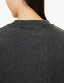 ANINE BING Harvey Graphic-print Cotton-jersey Hoody -Whistles Shop R04123612 WASHEDBLACK ALT04