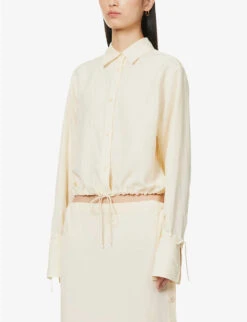 Toteme Boxy-fit Drawstring Hem Woven Shirt 8 Toteme Boxy-fit Drawstring Hem Woven Shirt -Whistles Shop R04124843 VANILLA ALT02