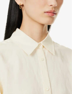 Toteme Boxy-fit Drawstring Hem Woven Shirt 10 Toteme Boxy-fit Drawstring Hem Woven Shirt -Whistles Shop R04124843 VANILLA ALT04