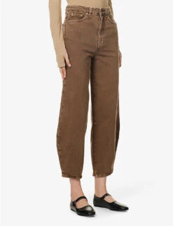 Toteme Tapered-leg High-rise Organic-denim Jeans 8 Toteme Tapered-leg High-rise Organic-denim Jeans -Whistles Shop R04124847 WASHEDCHOCOLATE ALT02