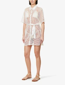 Camelia Button-down Cotton-knit Shirt Dress -Whistles Shop R04126879 SNOWWHITE ALT02