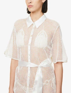 Camelia Button-down Cotton-knit Shirt Dress -Whistles Shop R04126879 SNOWWHITE ALT04